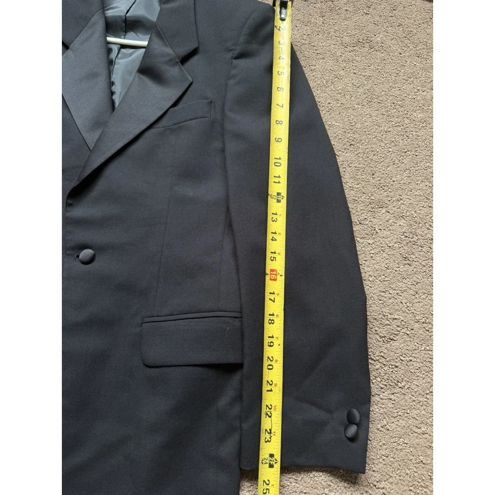 Buona Sera Men's 34R Black 100% Wool Tuxedo Jacket Satin Peak Lapel Italy